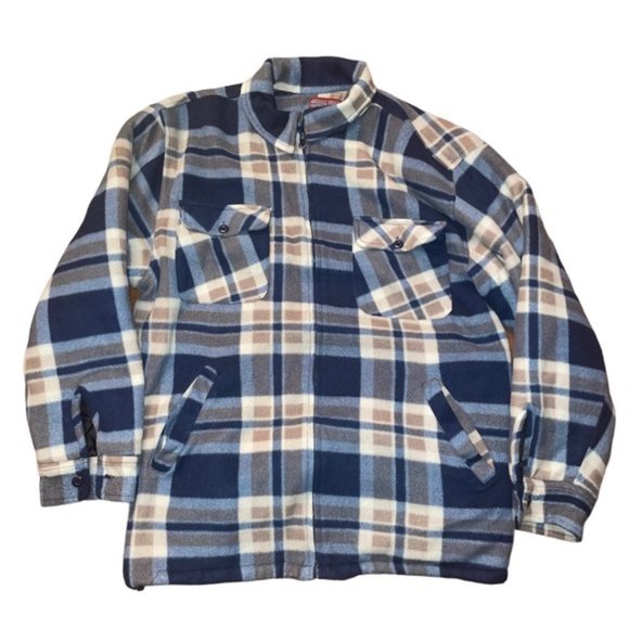 Sherpa Wear Other - Sherpa Lined Blue Beige Fleece Plaid Lumberjack Shacket Shirt